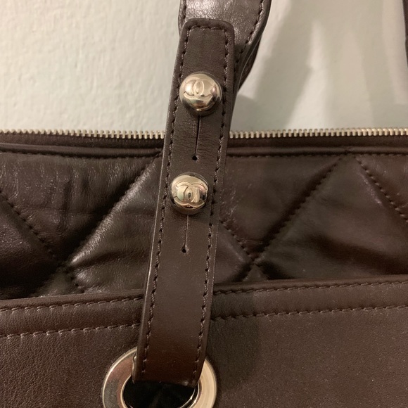 Chanel Brown Leather With Faux Fur Tote - Picture 2 of 9